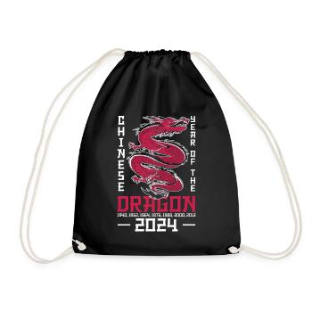 Chinesisches Jahr des Drachen 2024 Chinesisches - Turnbeutel - Schwarz - Vorne