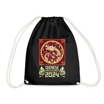 Chinesisches Jahr des Drachen 2024 Chinesisches - Turnbeutel - Schwarz - Vorne