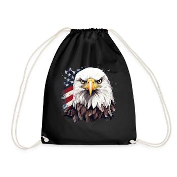Patriotic Animal Bald Eagle US American Flag - Turnbeutel - Schwarz - Vorne