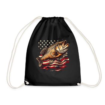 Patriotic Fishing American Flag Fish Bass - Turnbeutel - Schwarz - Vorne