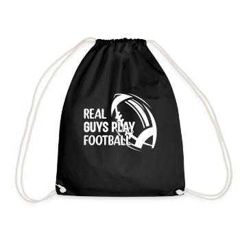 Real guys play Football - American Football Player - Turnbeutel - Schwarz - Vorne