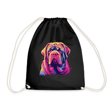 Watercolor Colorful Mastino Napoletano - Drawstring Bag - black - Front