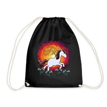 Pony Sun Snowdrop Flowers Spring Horse - Drawstring Bag - black - Front