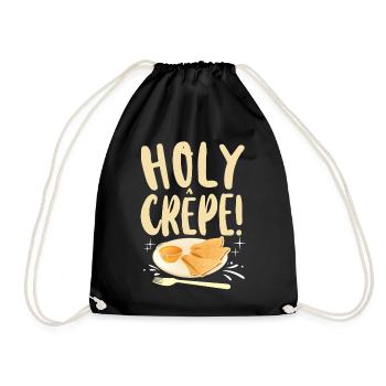 Pancake Lover Kids Pun Holy Crepe - Drawstring Bag - black - Front