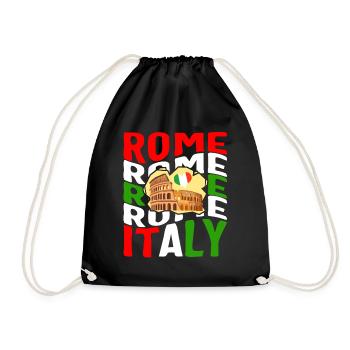Italy Shirt, Rome Italy Flag Leaning Tower Of - Drawstring Bag - black - Front