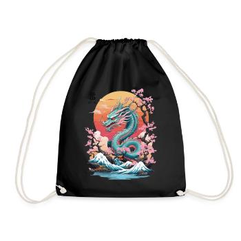 Japanischer Drache Tattoo Aesthetic Streetwear - Turnbeutel - Schwarz - Vorne