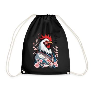 Samurai Bild Retro Design Hahn Kampfkunst - Turnbeutel - Schwarz - Vorne