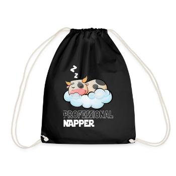 Professinonal Napper Cow Sleeping Late Riser - Drawstring Bag - black - Front