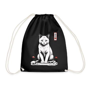 Asian Cat Cute Pet Love - Drawstring Bag - black - Front