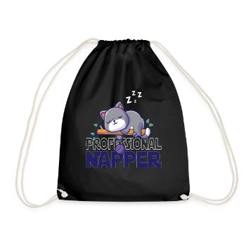 Professinonal Napper, Cat, Cats, Baby, Cats - Drawstring Bag - black - Front