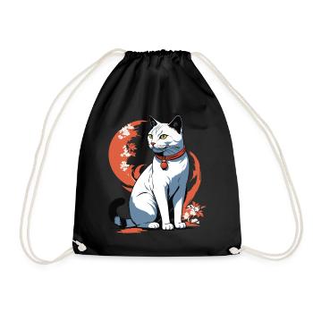 Asiatische Katze Kanji Zeichen Katzen Dame - Turnbeutel - Schwarz - Vorne