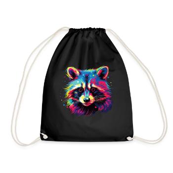Watercolor Colorful Raccoon Colorful Animals - Drawstring Bag - black - Front