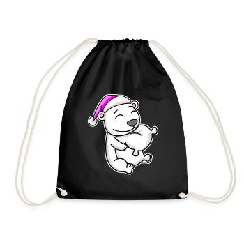 Polar Bear Tired Sleeping Sleeping Girl Polar Bear - Drawstring Bag - black - Front