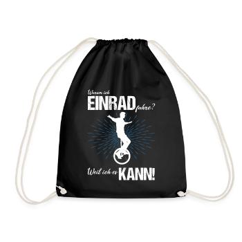 Einrad fahren - Turnbeutel - Schwarz - Vorne