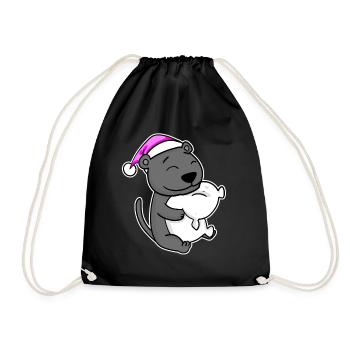 Panthère noire fatiguée dormant en rose endormi - Sac de sport léger - noir - Devant