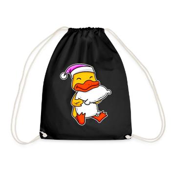 Ente Müde Ausschlafen Schlafen Mädchen - Turnbeutel - Schwarz - Vorne