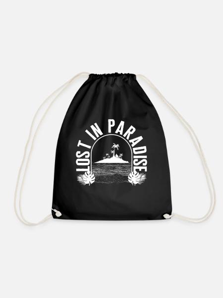 Chemise de vacances, perdu dans le paradis Tee, cadeau pour - Sac de sport léger - noir
