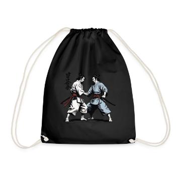 Samouraï Photo Ukiyo-E Rétro Vintage Streetwear - Sac de sport léger - noir - Devant