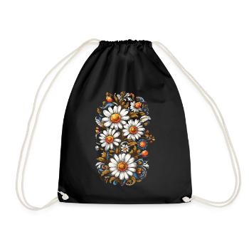 Kamille Vintage Blumen Design Ästhetik Streetwear - Turnbeutel - Schwarz - Vorne