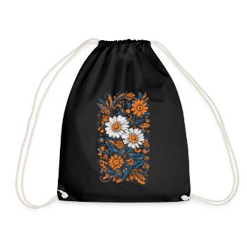 Kamille Vintage Blumen Design Ästhetische Deko - Turnbeutel - Schwarz - Vorne