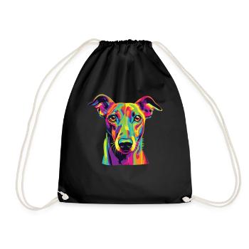 Aquarelle lévrier coloré - Sac de sport léger - noir - Devant