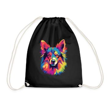 Wasserfarben Farbenfroher Islandhund - Turnbeutel - Schwarz - Vorne