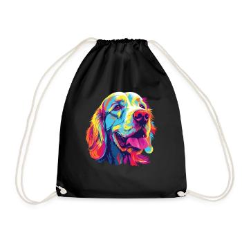 Wasserfarben Farbenfroher Clumber Spaniel - Turnbeutel - Schwarz - Vorne
