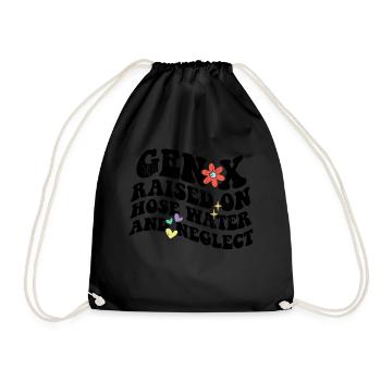Retro Gen X Raised on Hose Water and Neglect - Drawstring Bag - black - Front