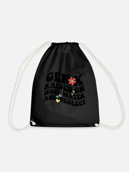 Retro Gen X Raised on Hose Water and Neglect - Drawstring Bag - black