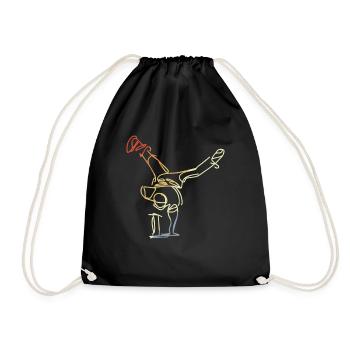 Vintage Breakdancer Sketch - Drawstring Bag - black - Front