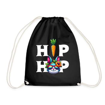 Bunny Easter Bunny Easter Hip Hop Carrot Funny Kids - Drawstring Bag - black - Front