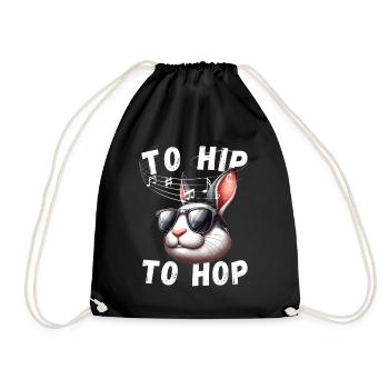 Osterhase Cool Hase Hip Hop Sonnenbrille Musik Fun - Turnbeutel - Schwarz - Vorne