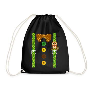 Enchanted Shirt, Suspender Forest Owl Tee, Gift - Drawstring Bag - black - Front