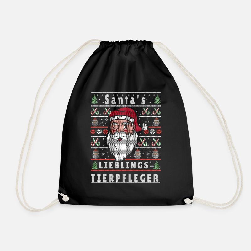 Ugly Weihnachten SANTAS LIEBLINGS Tierpfleger - Turnbeutel - Schwarz