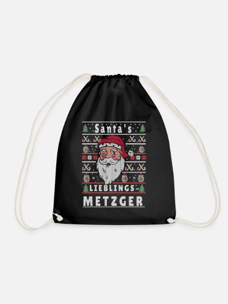 Ugly Weihnachten SANTAS LIEBLINGS Metzger - Turnbeutel - Schwarz