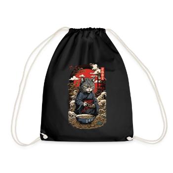 Funny Cat Mange Soupe De Nouilles Japonaises Ramen - Sac de sport léger - noir - Devant