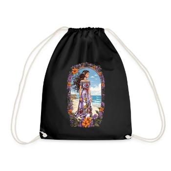 Spanische Schönheit Vintage Blumen Bohemian - Turnbeutel - Schwarz - Vorne
