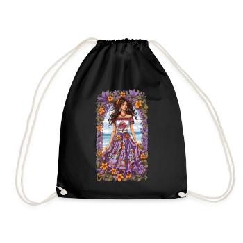Spanische Schönheit Blumen Deko Vintage Bohemian - Turnbeutel - Schwarz - Vorne