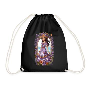 Spanische Schönheit Vintage Blumen Bohemian - Turnbeutel - Schwarz - Vorne