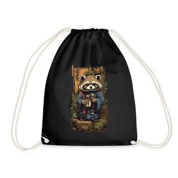 Marderhund Japanischer Sake Vintage Kunst - Turnbeutel - Schwarz - Vorne