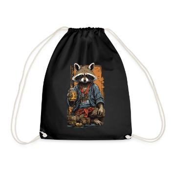 Raton laveur japonais saké Vintage Kanji Art - Sac de sport léger - noir - Devant