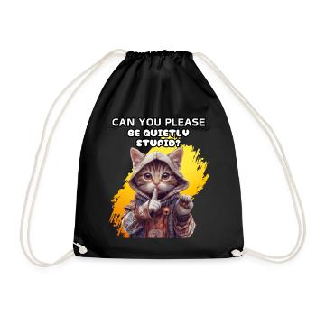 Can you please be quietly stupid? Irony, humor, - Drawstring Bag - black - Front