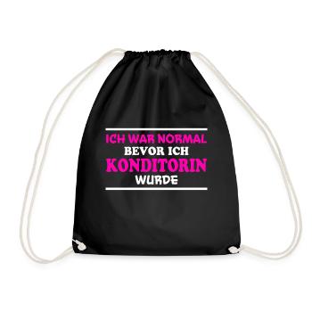 Konditorin Spruch Backen Witz Konditorin Geschenk - Turnbeutel - Schwarz - Vorne