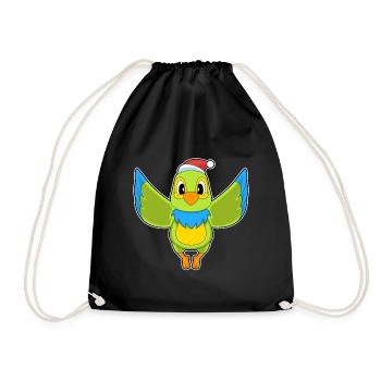 Parrot Christmas Santa Hat - Drawstring Bag - black - Front