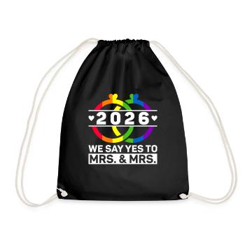 Gay Pride 2026 Hochzeit Homo-Ehe - Turnbeutel - Schwarz - Vorne