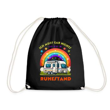Ruhestand Rente Rentner Wohnwagen Camping Camper - Turnbeutel - Schwarz - Vorne