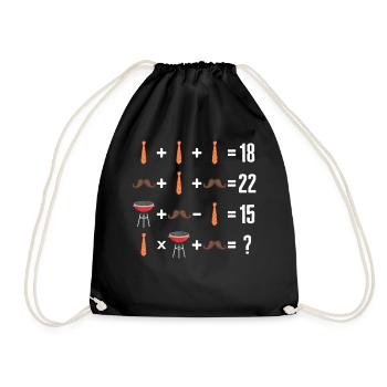 Mathe-Hemd, Mathe-Reihenfolge der Operation Krawattenschnurrbart - Turnbeutel - Schwarz - Vorne