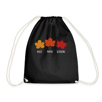Maple Shirt, Rock Paper Scissors Maple Leaves Tee - Drawstring Bag - black - Front