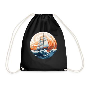 Sailing Boat Ocean Wave Pirate Ship Captain Boatin - Turnbeutel - Schwarz - Vorne