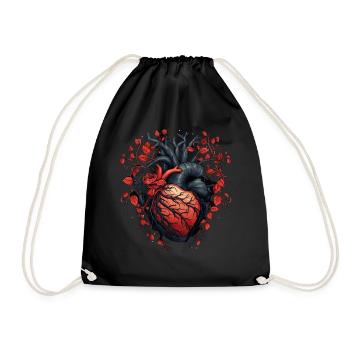 Gothic Heart Floral Anatomy Witchcraft Valentines - Turnbeutel - Schwarz - Vorne